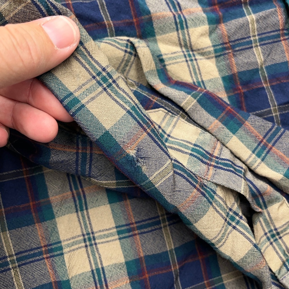 Vintage Pendleton Plaid Flannel Shirt Mens XL Blue Green 100% Wool Made USA - Picture 8 of 12